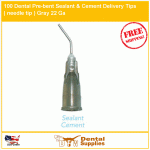 100 Dental Pre-bent Sealant & Cement Delivery Tips ( needle tip ) Gray 22 Ga